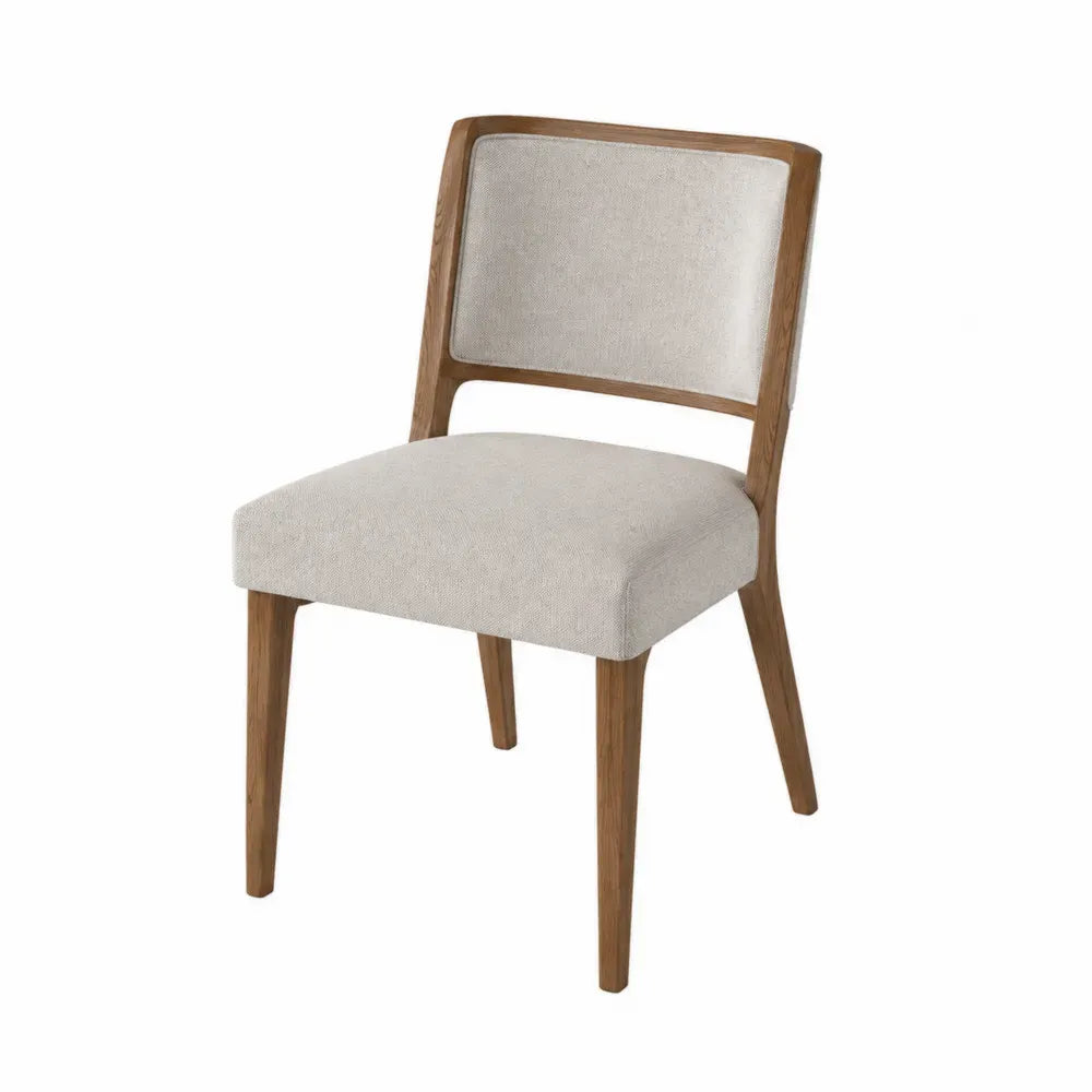Silla de comedor con asiento y respaldo tapizados beige estructura de madera natural 45 x 50 x 85 cm