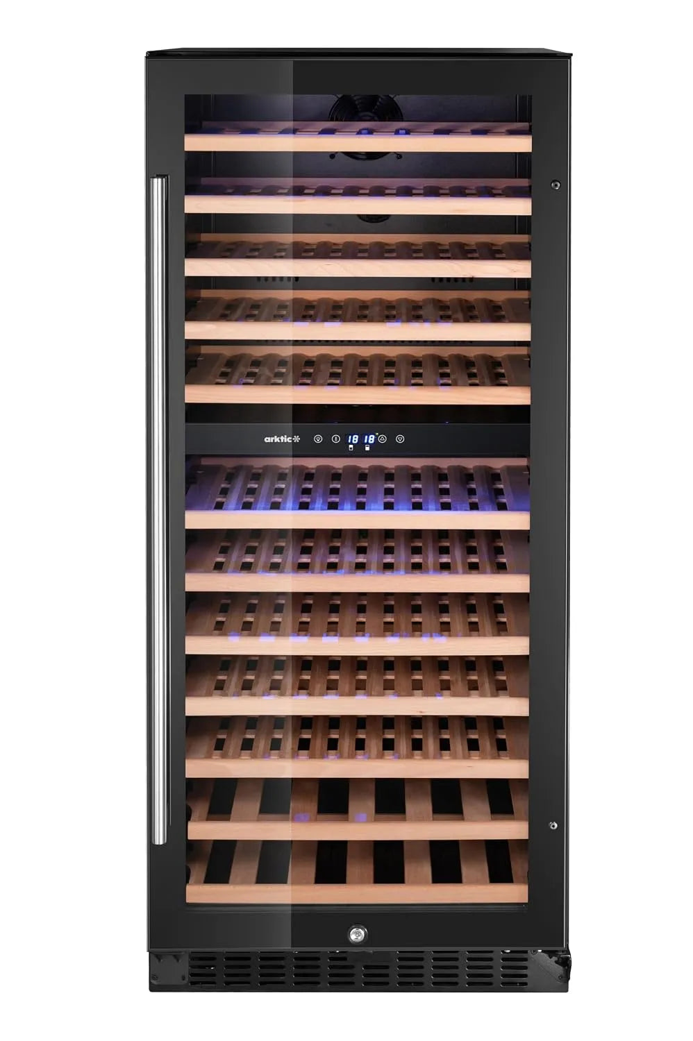 HENDI, Vin- og champagnekølere, Wine Køleskab, Arctic, 2 Zoner, 124 Flasker, 265L, Rustfrit stål, Sølv, 124 v, 12 v