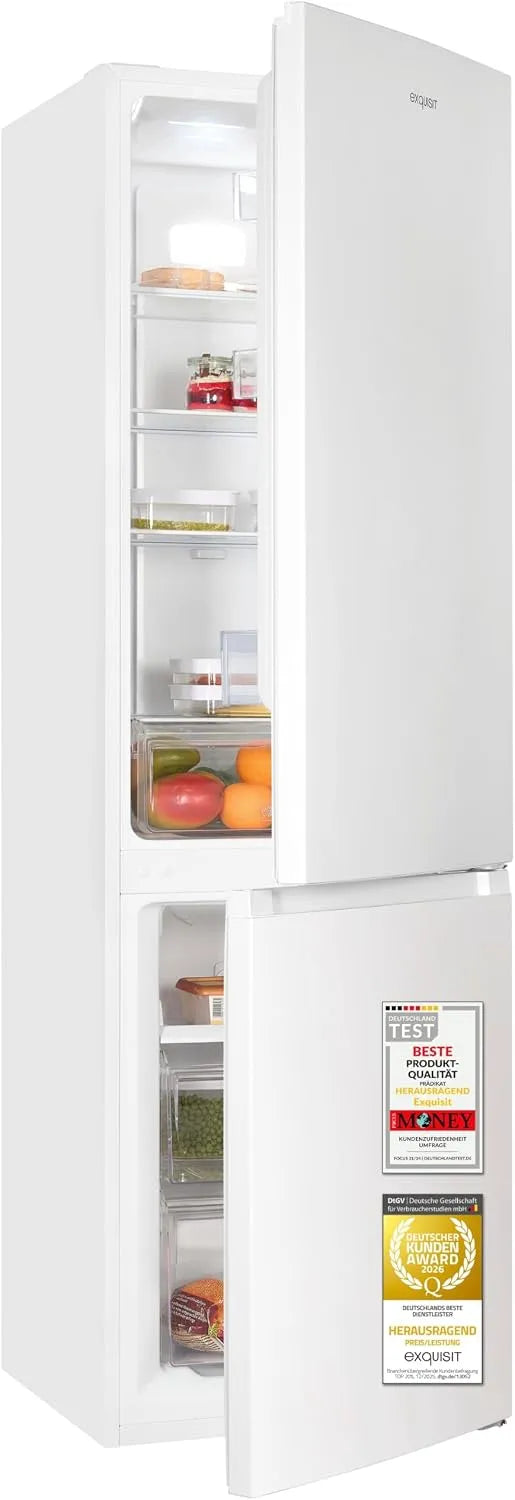 Exquisit, Køle-/fryseskabe, Udsøgte køleskabe -fryser NoFrost 253 l - Hvid, 54, 5 cm, Hvid, 253 l, 39 dB, 141 kW