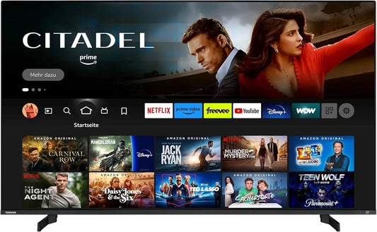 TOSHIBA 65QF5D63DA, TV'er, 65- tommer QLED TV / Fire TV (4K Ultra HD, HDR Dolby Vision, Smart TV, Triple, Sort, QLED, 4K, 164 cm