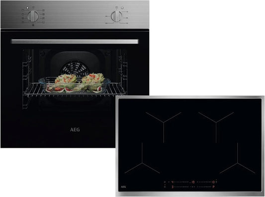 AEG AB07B NBU5A10CM, Komfursæt, Set bageovn + induktionsbeholder OIO84A00XB, Sort, 10CM, 77 cm, 65 l, 25 W
