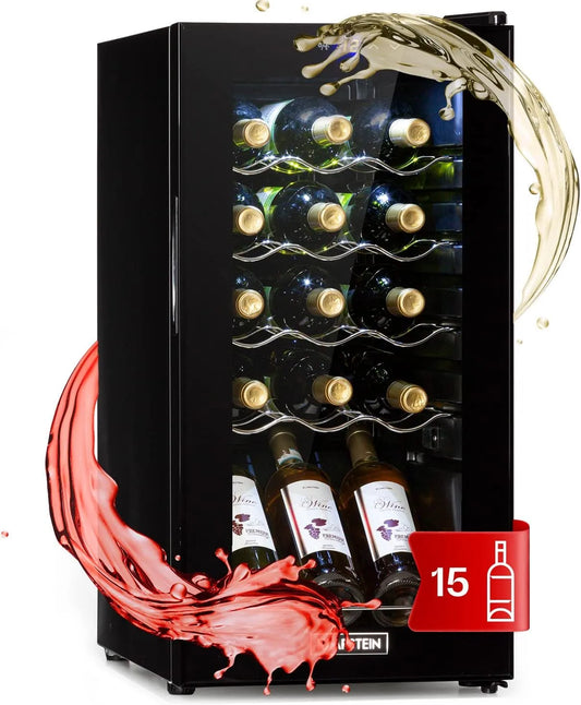 Klarstein, Vinkøleskabe, Clearstein Shiraz Vin Køleskab Sort - 15 flasker, 44 L, 1 Zone, Sort, 15 v