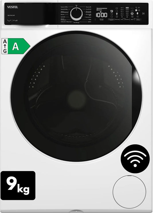 Vestel, Vaskemaskiner, WMI 99342 WIFI vaskemaskine 9 kg front loader - Wi- Fi- stand, inverter motor, Hvid, 99342 W, 9 kg, 1400 rpm