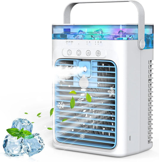 Tiptop Home 1000ml, Mobile klimaanlæg, Mobile aircondition uden udstødningsslange, 4 i 1 luftkøler med vandkøling, Hvid, 1 l, 5V, 3 v