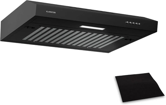 Klarstein, Væghængte emhætter, SlimVent-emhætte, 60 cm understrukturhætte, 178 m3 / h luftstrøm, Hvid / sort, 60 cm, 52 dB, 10 cm, 30 W