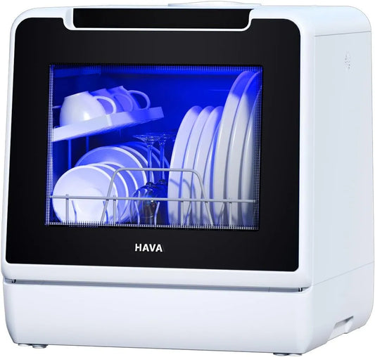 HAVA, Bordopvaskemaskiner, miniopvaskemaskiner med 8 programmer, Hvid, 8 W, 28 cm, 5 l, 950 W