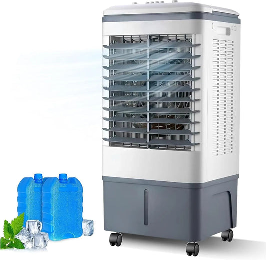 Suyaoquant 7.5h, Mobile klimaanlæg, Fordampningskøler med 20L tank, klimaanlæg uden udstødningsslange Med vandkøling, Sort, 20L, 80W, 3 v