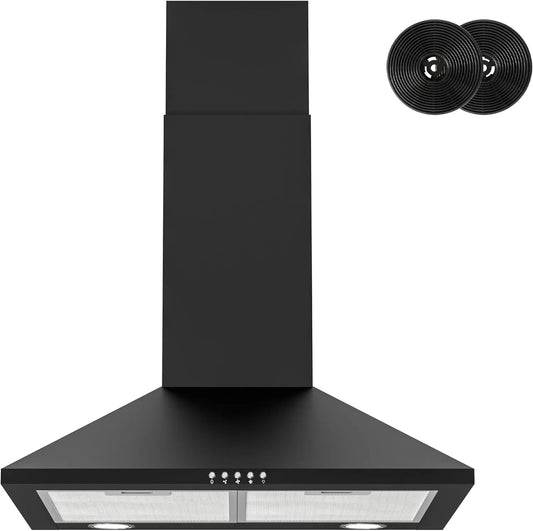FIREGAS, Væghængte emhætter, væghætte, flash hætte 60 cm med børsteløs DC-motor, UMAIR / DEFLOW muligt, 3, Sort, 60 cm, 61 dB, 1.5W, 2 L