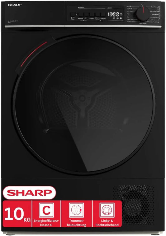 SHARP KD-WNHB0S9GMC-DE KD-WNHB0S9GMC, Varmepumpetørretumblere, DE Varmepumpe tørretumbler (10 kg, EEK C), (15 tørreprogrammer, 20 minutter kort