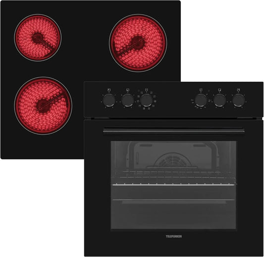 TELEFUNKEN ECH65A-B2 ECH65A, Komfursæt, B2 build- in komfur sæt el komfur kogetop kombination, Sort, 65 l, 2 x 145 mm, 2 x 180 mm, 5 x 59