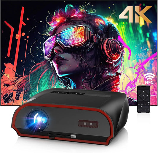 CWEUG, Projektorer, 1800 ANSI Daylight 4K Home Biograf til interiører, med WLAN 6 & Bluetooth, Apps, Sort, 4K, 2, 4 G, 5 G, 3, 5 mm