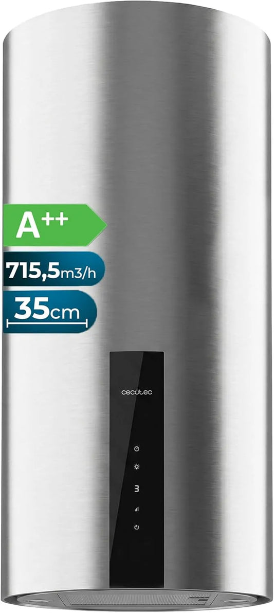 Cecotec, Væghængte emhætter, væghætte 35cm Bolero Flux DRT 358000 Inox A + +, 715 m3 / h, energiklasse A + +, Sølv, 35cm