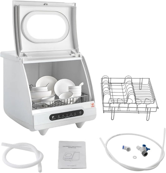 DAOHHFO, Bordopvaskemaskiner, Mini Opvaskemaskine Mini Opvaskemaskine 5 Programmer Wormash Opvaskemaskine Ingen, Hvid, 5L, 800W, 71 × 17