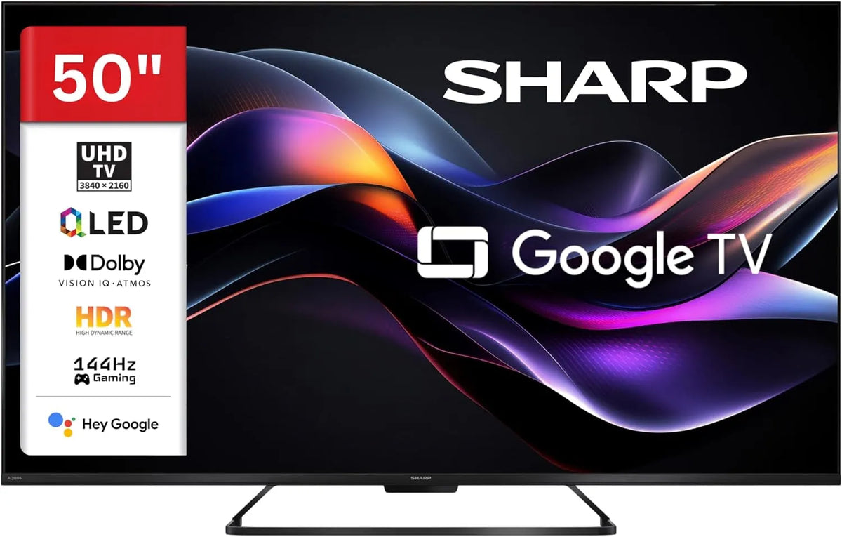 SHARP 50HR7765E, TV'er, QLED TV 50 'Google TV 4K UHD Smart TV 144Hz HDR, Sort, QLED, 50 ', 4K, 144Hz