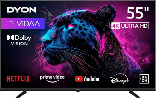 DYON VX-2 HDR10, Bærbare TV'er, Film Smart 55 tommer 4K UHD Smart TV med, Sort, 55 V, 4K, 55 inch, 139 cm