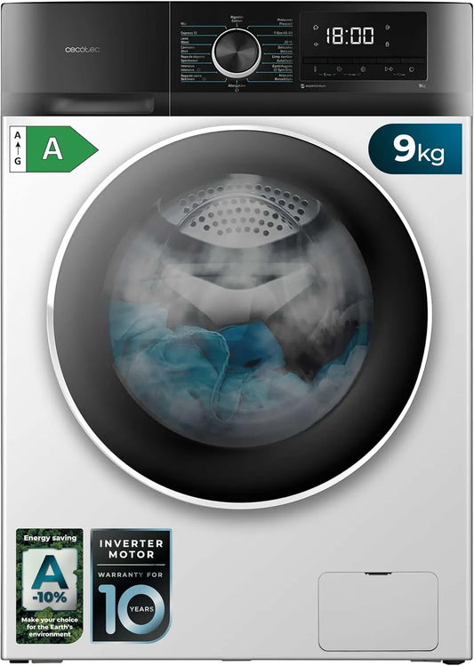 Cecotec, Vaskemaskiner, vaskemaskine 9 kg Bolero DressCode 9500 Inverter A, Hvid, 9 kg, 8 kg