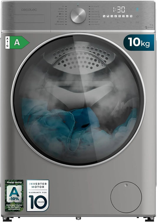 Cecotec, Vaskemaskiner, vaskemaskine 10 kg Bolero DressCode 10800 Inverter Steel A, Hvid, 10 kg, 1400 rpm