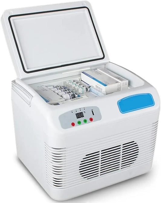 DPDZSW, Insulininjektioner, 12L Insulin Cooler Rejseboks, Transportable Medicinske Køleskab, Car Køleskab, Hvid, 12L, 12V, 220V, 36 × 28 × 30cm