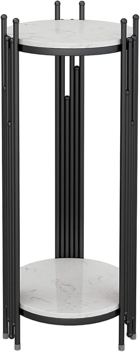Generic 2-stufiger 2-trins, Telefonborde, Smart Home, moderne Golden telefonbord med hylde, høj, smalle plante stand, runde, Grå, 33 x 33 x 50 cm