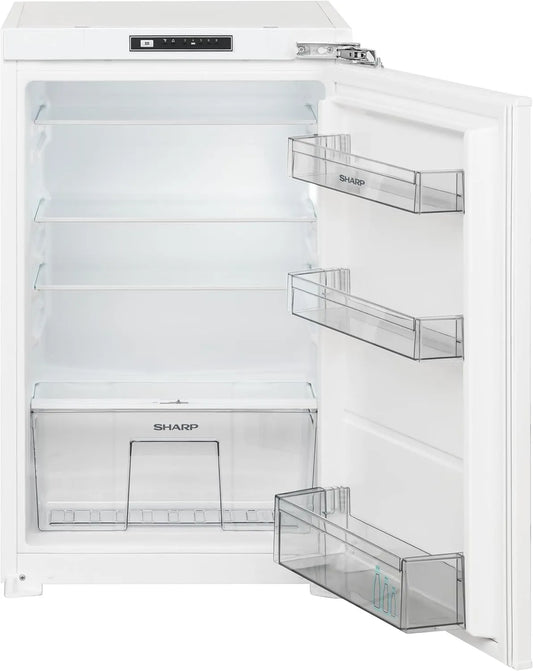 SHARP 88er SJ-LD125E0XD-EU, Køle-/fryseskabe, SJ- LD125E0XD- EU bygning i køleskab til 88 niche (EEK D, 126 L, 32 dB), Hvid, 54cm