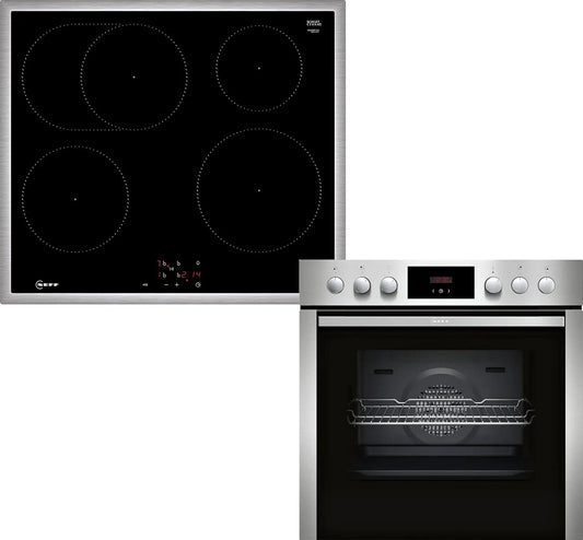 Neff EDX4I0 E1CCD2AN4, Komfursæt, bestående af komfur, 60 x 60 cm, EasyClean rengøring, CircoTherm, LED, Sort, 1L, 71 l